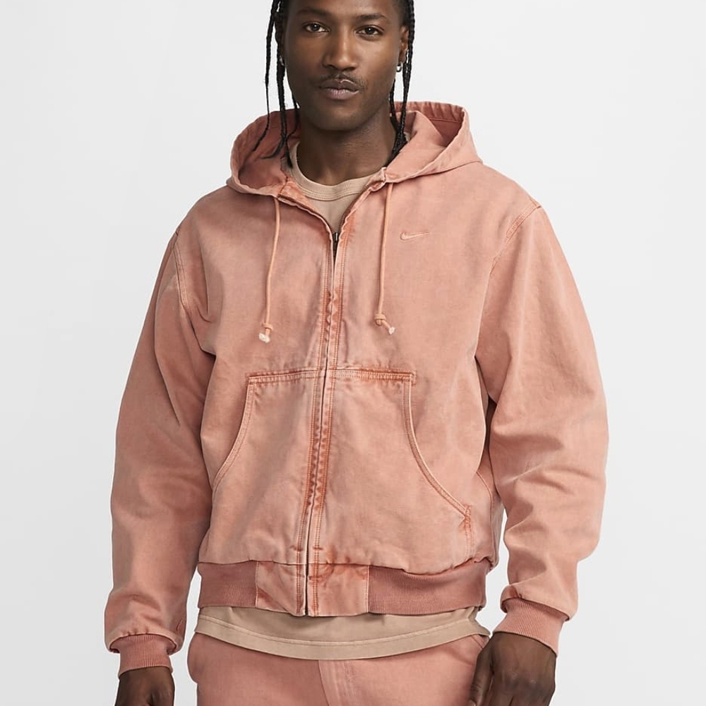 Nike Life Men's SZ.S Full-Zip Unlined Denim Jacket Loose Fit Amber  New